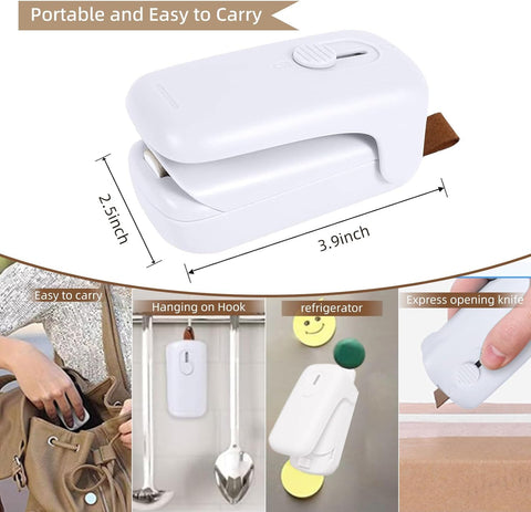 Meckitch mini-sellador-bolsas 2-en-1: sellado y corte rápidos.