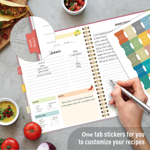 meDolove libro de recetas 8x10, 175 páginas, perfecto para anotar tus platos diarios.