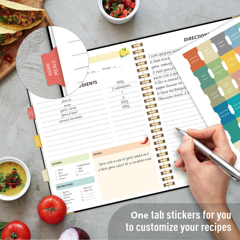 meDolove libro de recetas formato 8x10, ideal para escribir en la encimera.