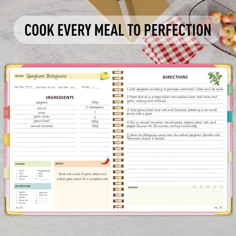 meDolove, pestanas y etiquetas para clasificar recetas y secciones.