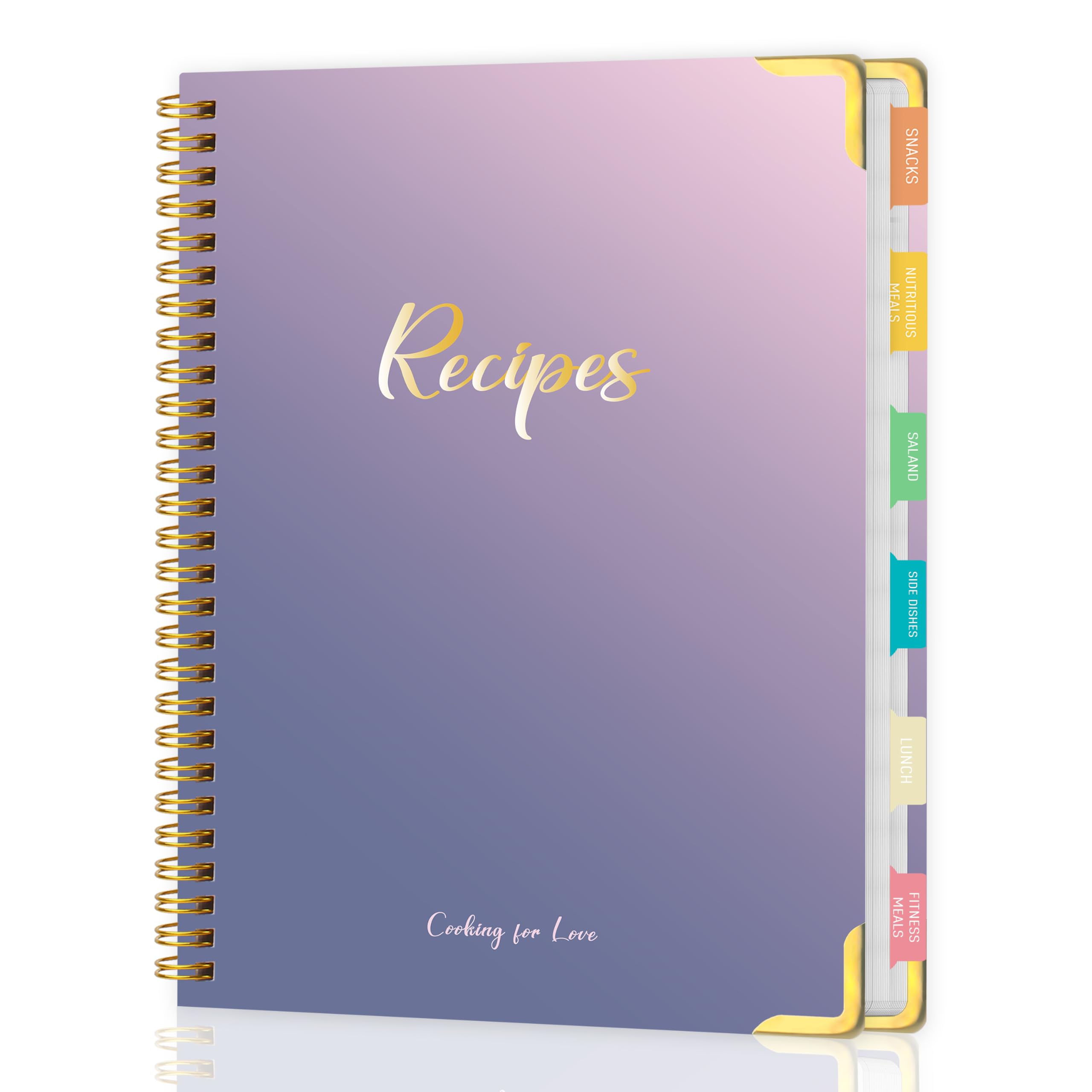 meDolove libro de recetas con portada dura y tono violeta, ideal para uso diario.