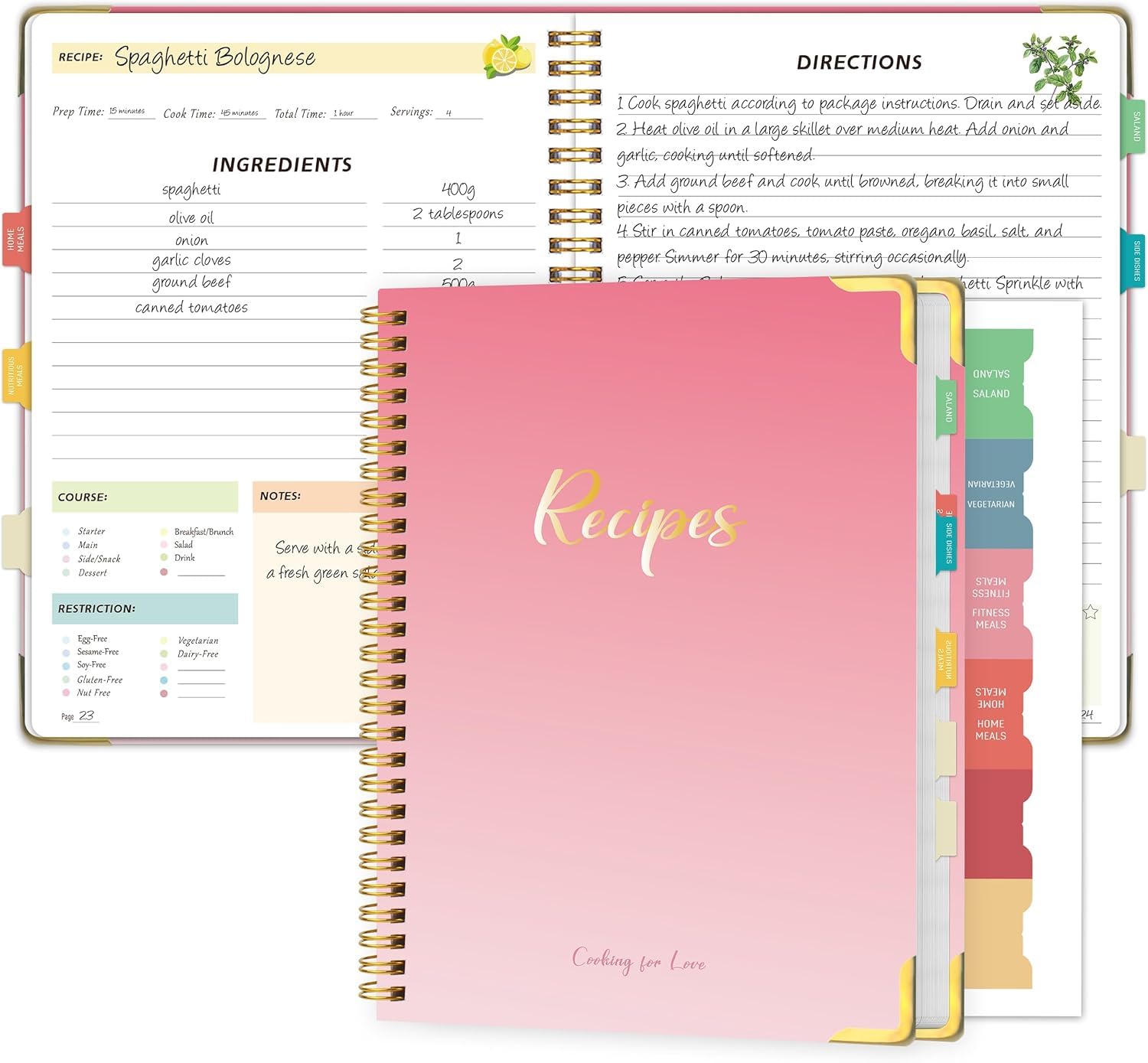 meDolove cuaderno de cocina listo para uso diario y organización.