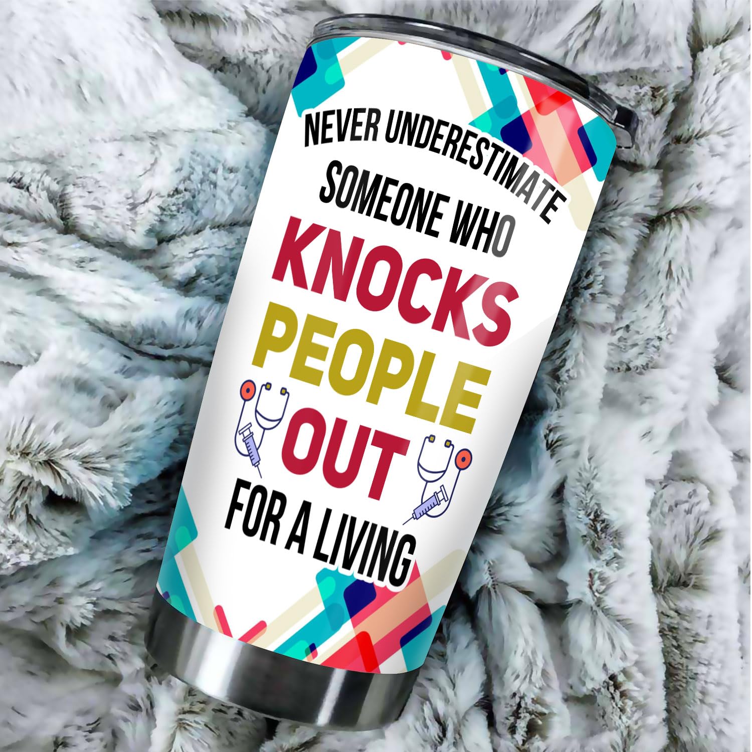 Vaso regalo profesional MEDROC para anestesiólogos y personal.