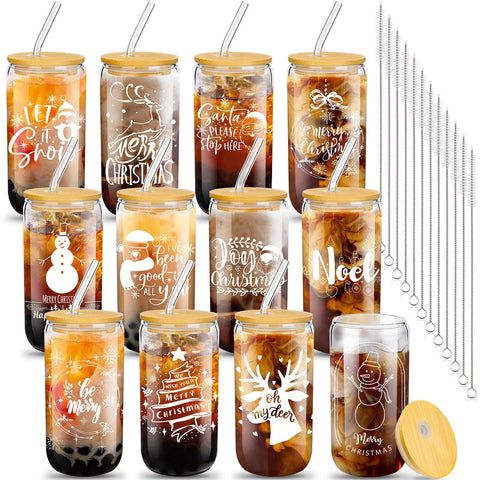 Meekoo copas navidad con tapa bambú, ideales para bebidas frías o calientes en reuniones.