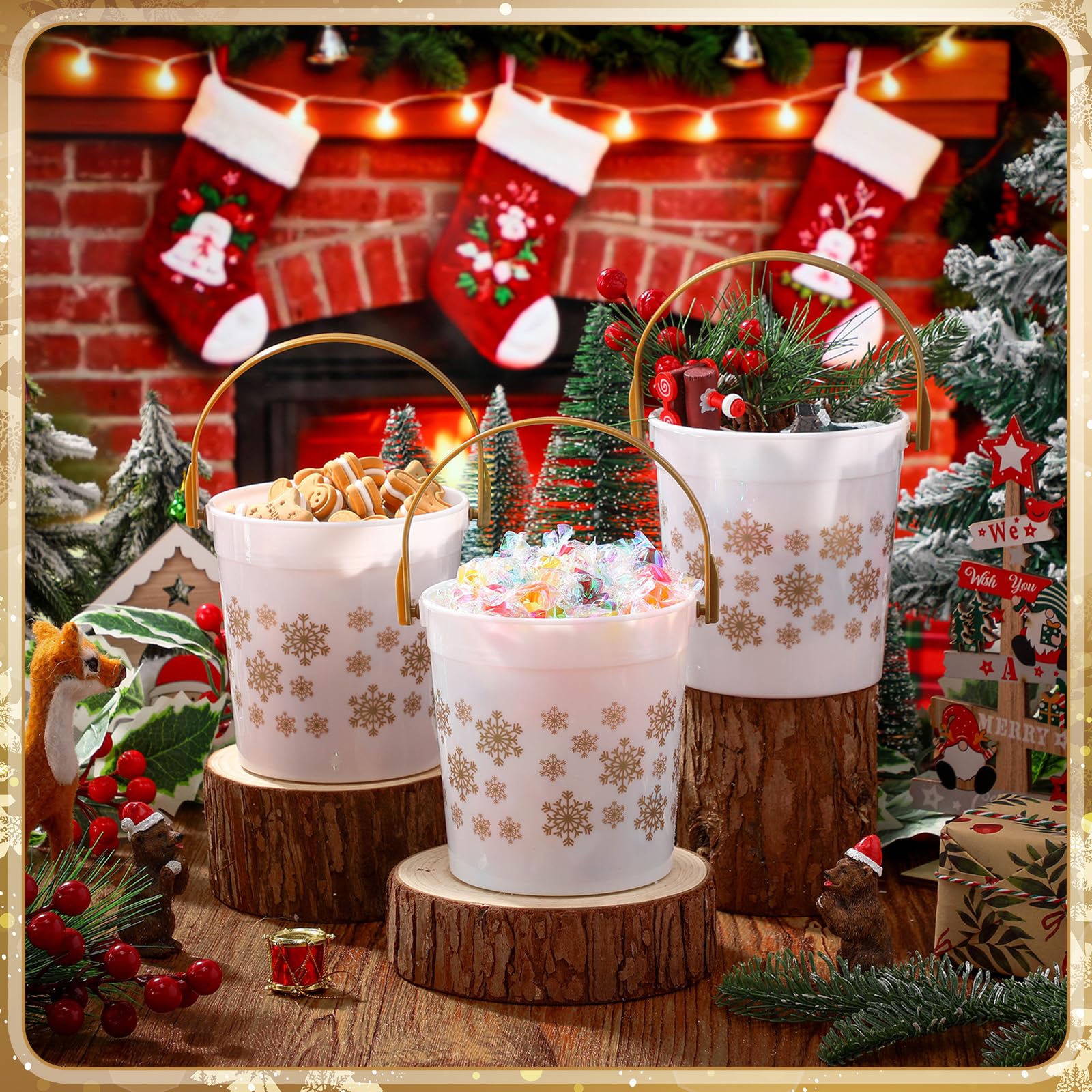 Meekoo cubos dorados con asa para centros de mesa y regalos.