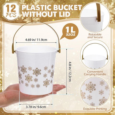 Meekoo cubos navidenos dorados con copos de nieve para decoraciones.