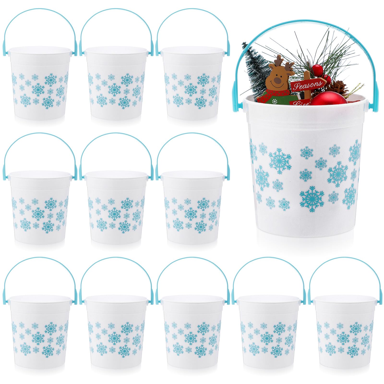 Meekoo cubos con copos de nieve y asas para regalos decorativos