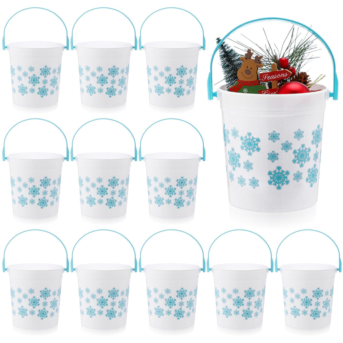 Meekoo cubos con copos de nieve y asas para regalos decorativos