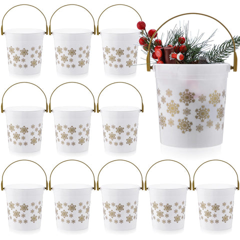 Meekoo cubos nieve dorada con asa para regalos festivos y dulces.