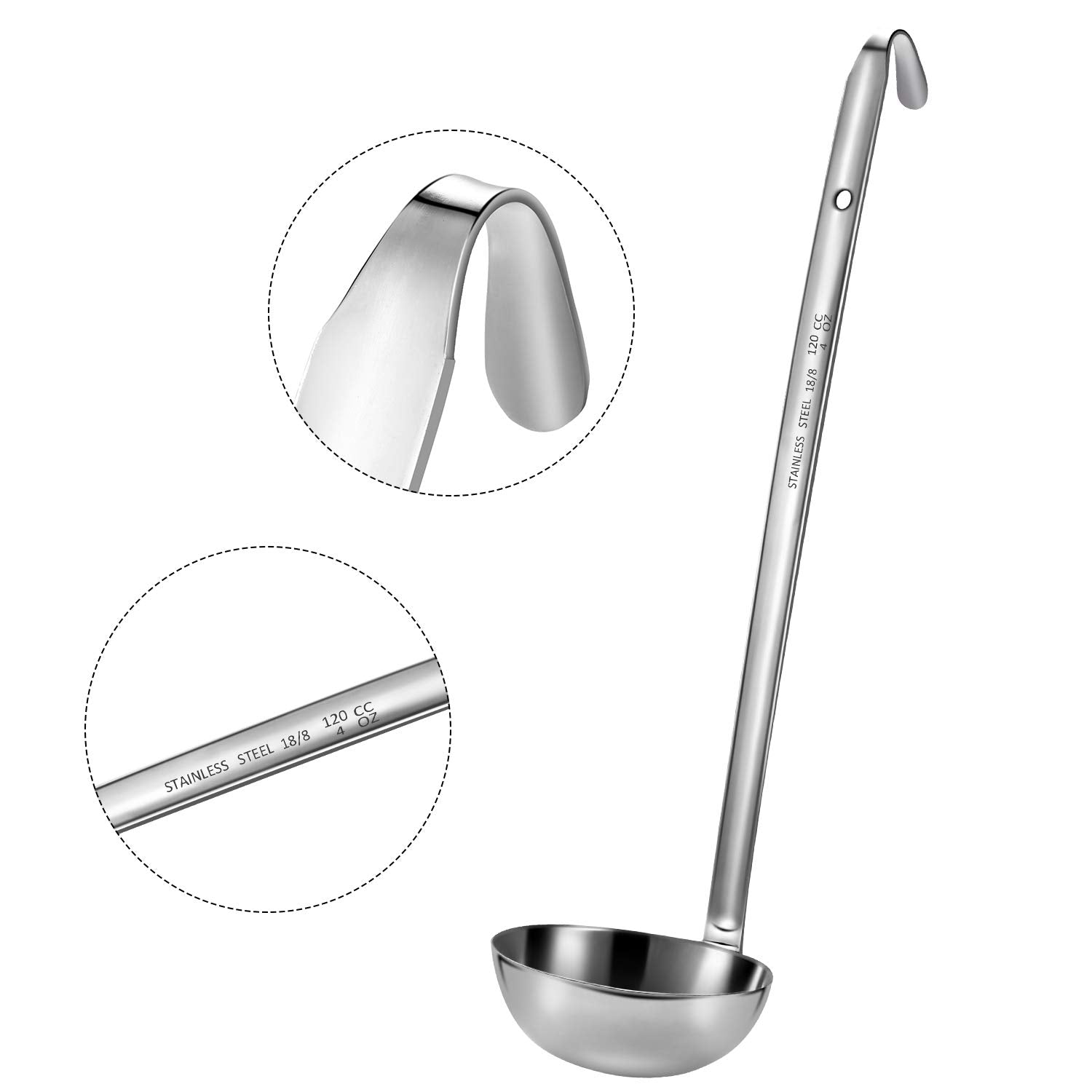 Meekoo cucharón de acero inoxidable con capacidad de 3 onzas.
