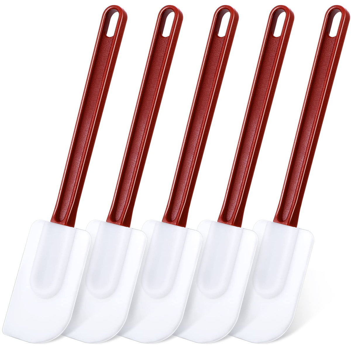 Meekoo espátula de silicona 10 pulgadas, frente del set, ideal para cocinar sin rayar sartenes antiadherentes.