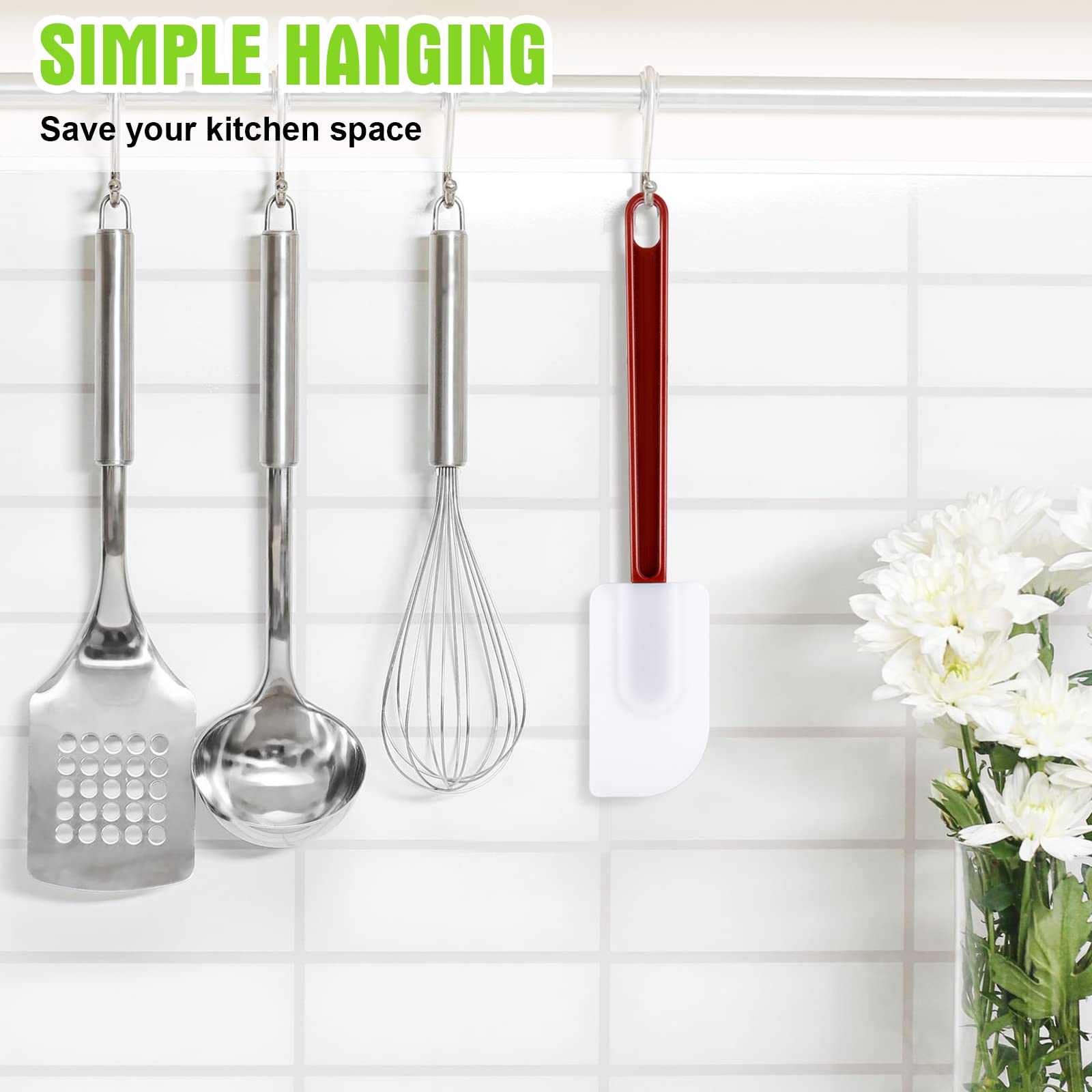 Meekoo espátula de silicona firme y flexible, detalle de borde para raspado preciso.