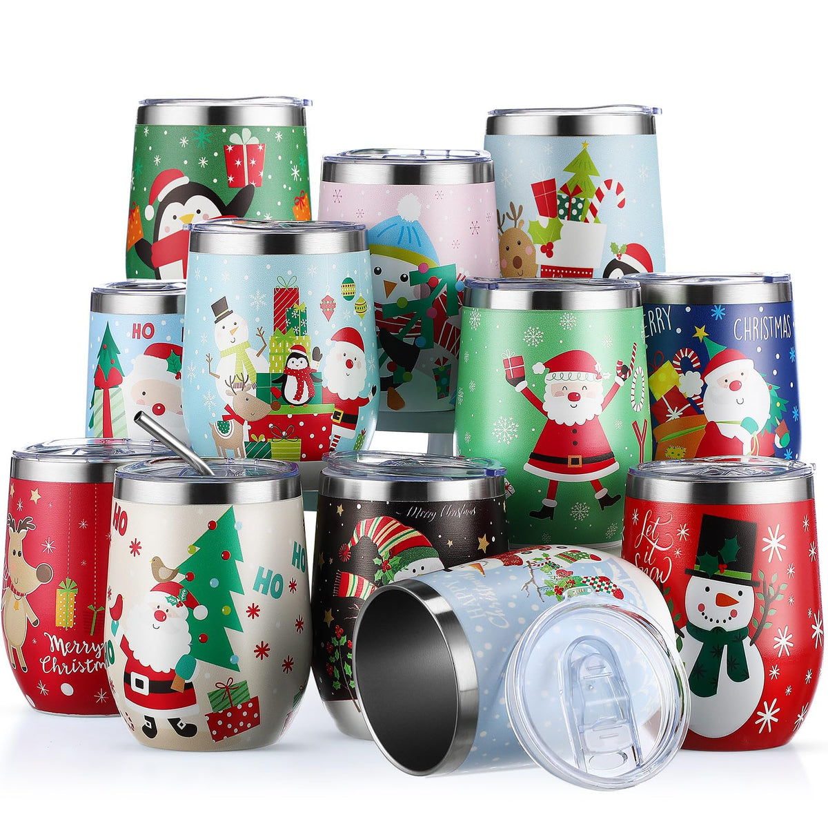 Meekoo tumbler navideño con Santa, ideal para bebidas festivas en casa.