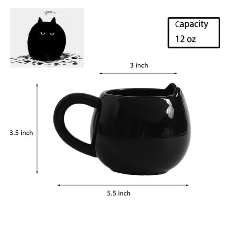 Meetbees taza negro con orejas en el borde, cómoda al tacto.