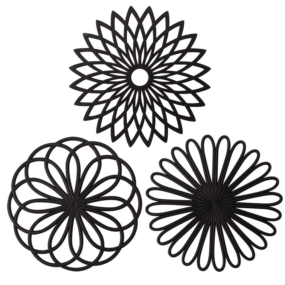 ME.FAN posavasos silicona negro, conjunto de 3 protege superficies calientes.