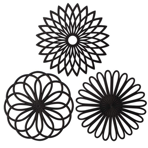 ME.FAN posavasos silicona negro, conjunto de 3 protege superficies calientes.