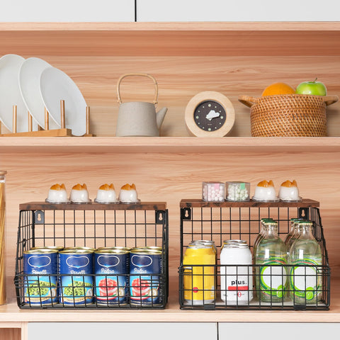 Cesta MEFIRT grande con tapa de madera, ideal para ordenar frutas
