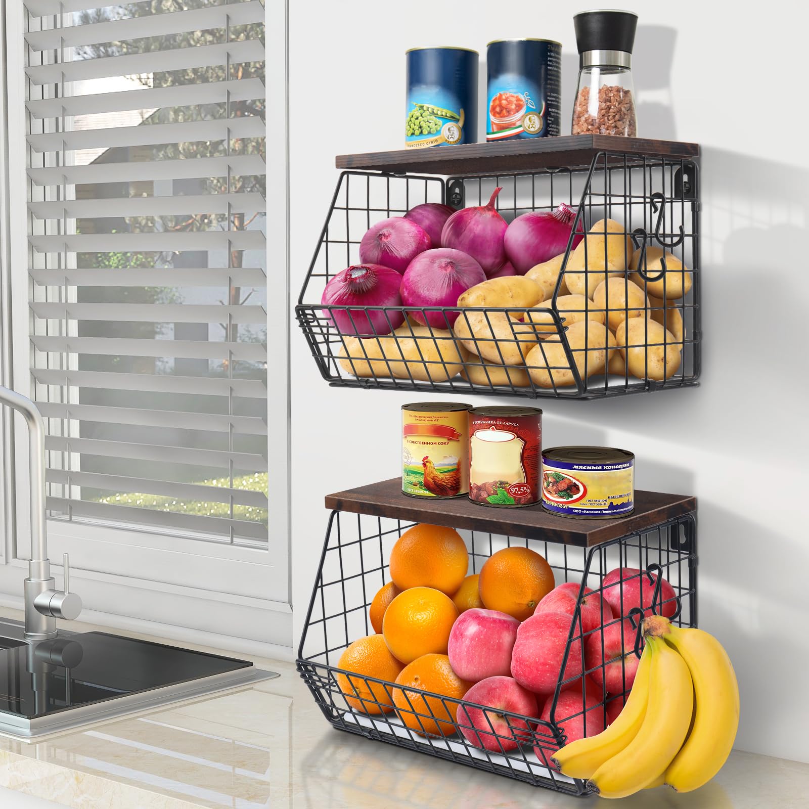 Cesta Mefirt diseño compacto para ahorrar espacio en cocinas pequeñas.