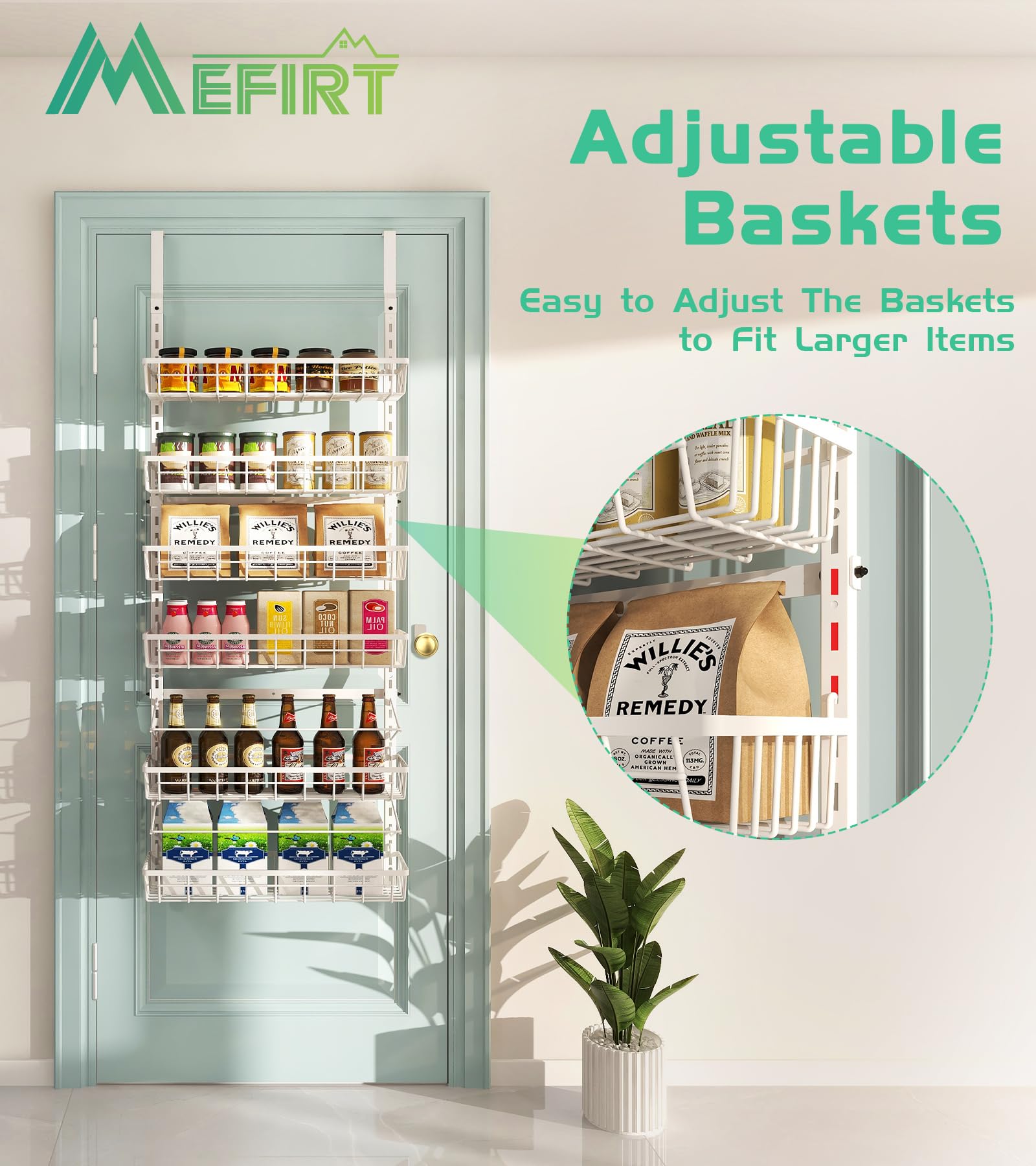 MeFirt cestas 132 cm alto: organización vertical para despensa.