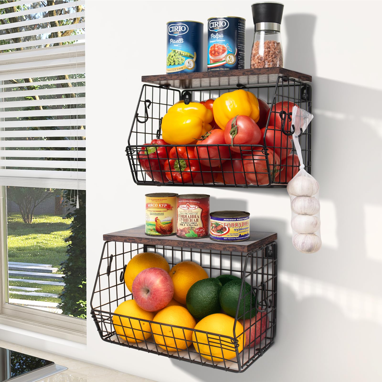 Mefirt frutero apilable con tapa de madera para ahorrar espacio en la cocina.