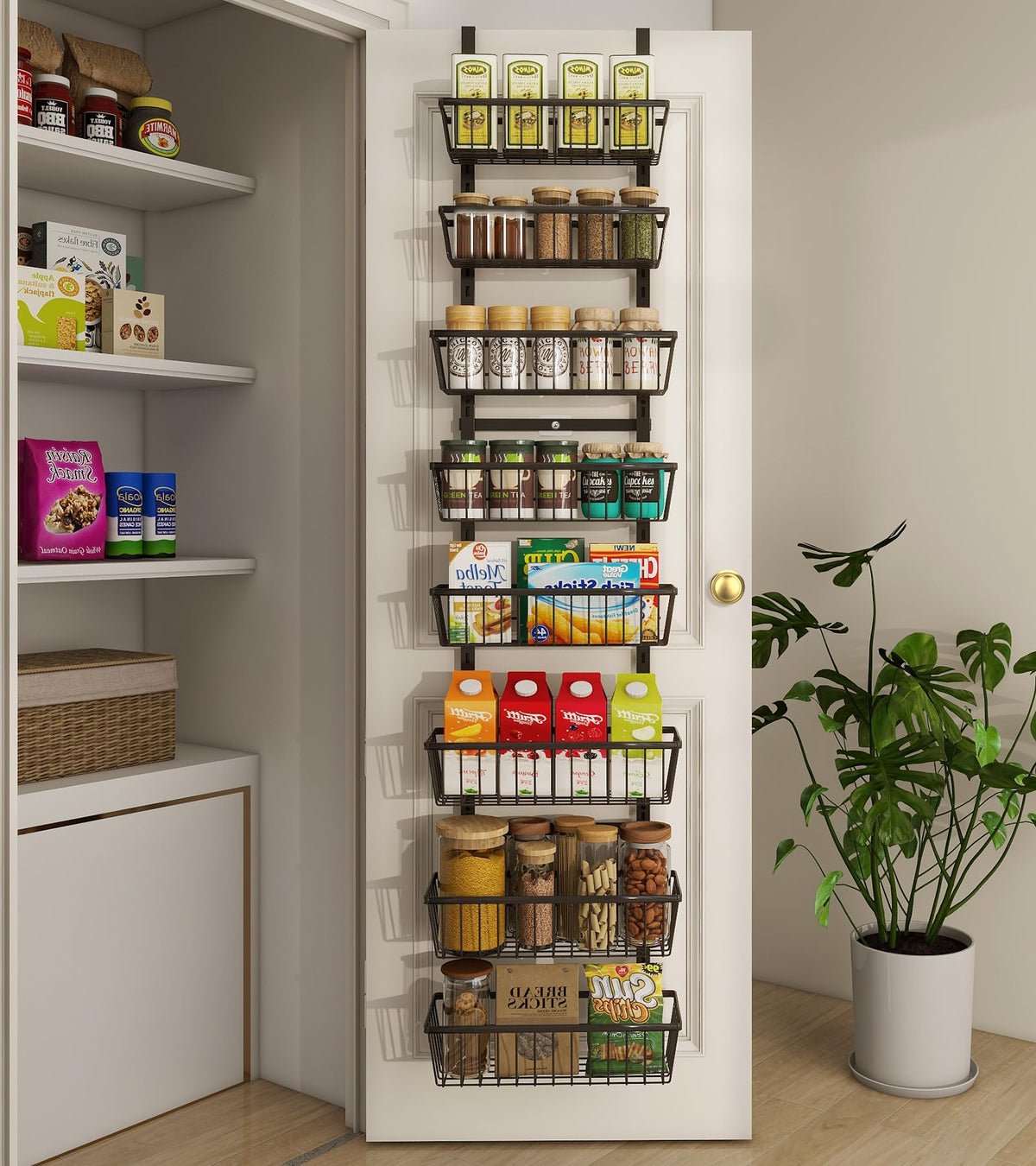 Mefirt organizador despensa sobre la puerta, de 12 pulgadas, ideal para ahorrar espacio.