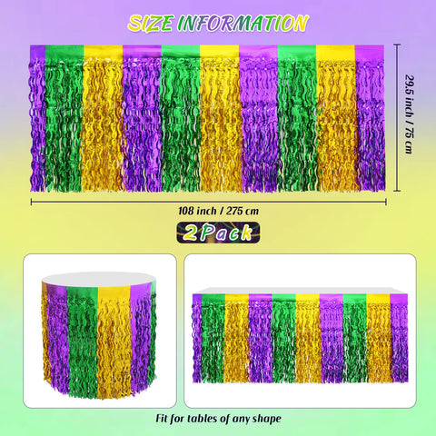 Mega-L Mardi Gras cobertura amplia 106 x 29.5 pulgadas para mesas grandes