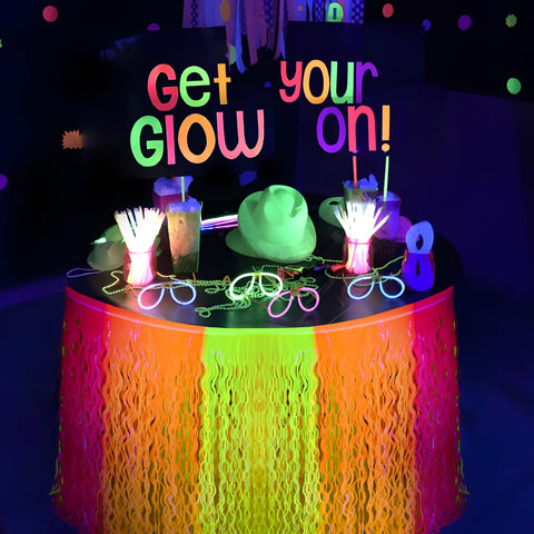Decoración de mesa Mega-L neon para celebraciones temáticas.