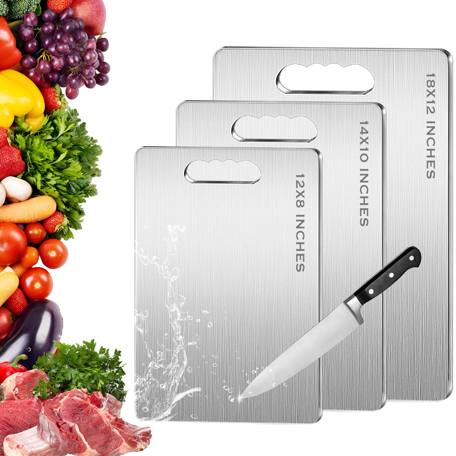 Megapuxin tablero titanio doble cara: superficie segura para carnes crudas.
