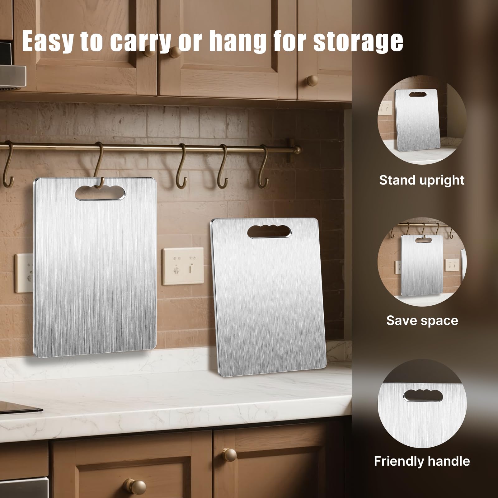 Megapuxin tablero titanio con mango para colgar y ahorrar espacio.