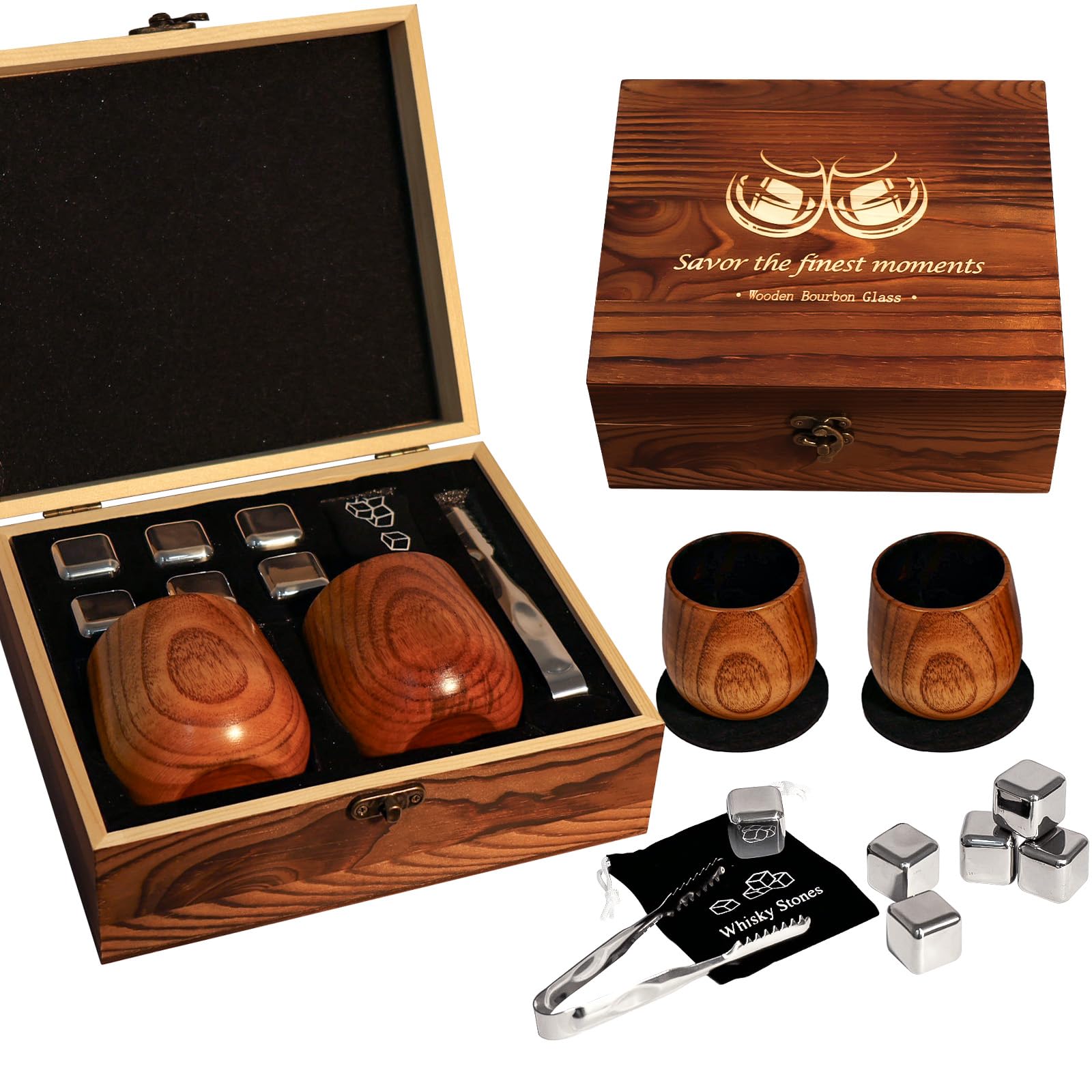 Megapuxin vaso bourbon madera tostada para degustar aromas complejos en casa.