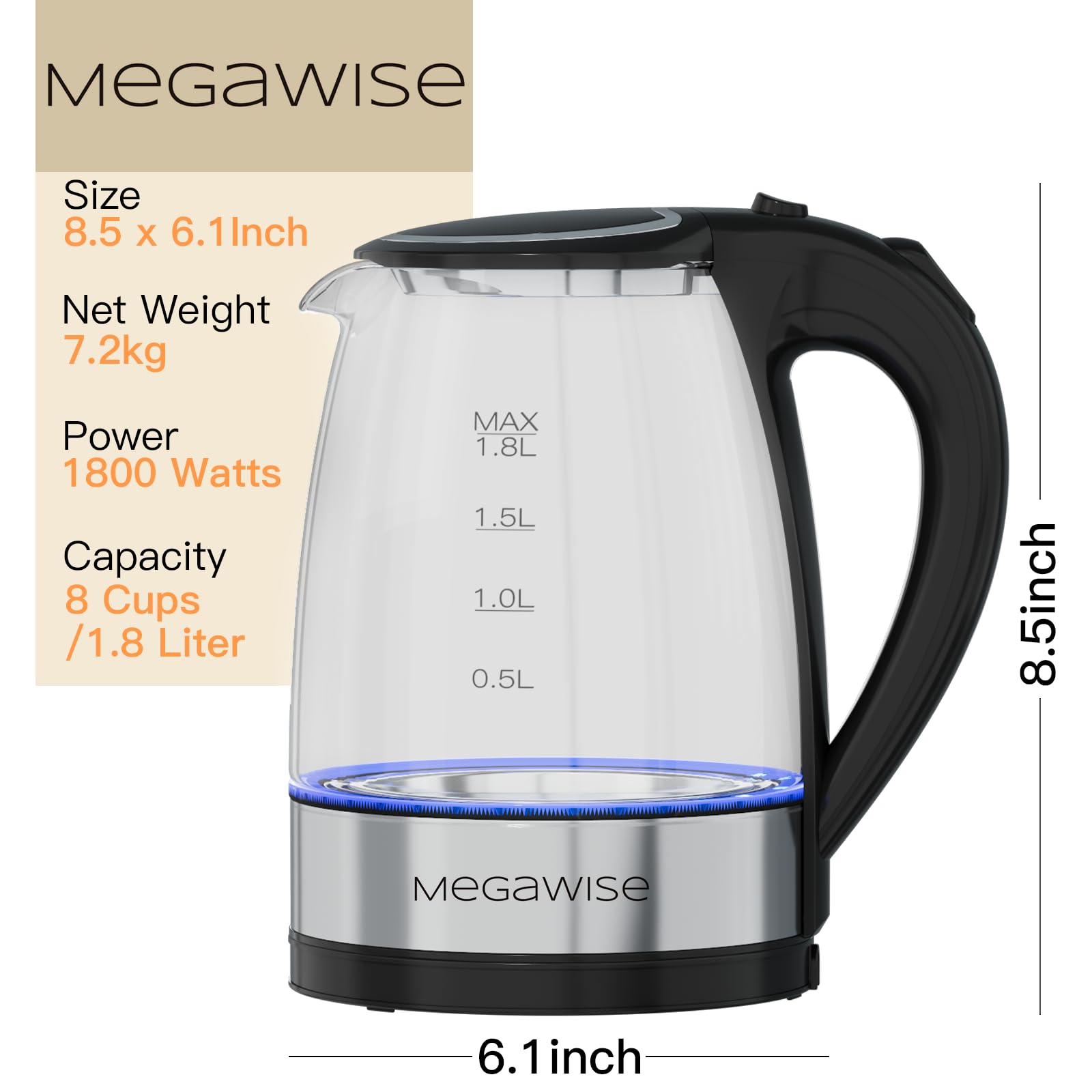 Megawise capacidad 1.8 litros ideal para familias o reuniones.