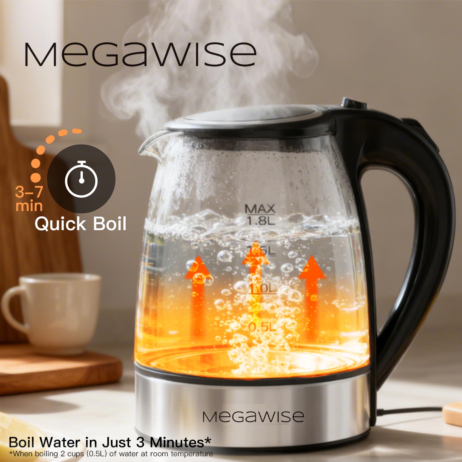 MEGAWISE CX-817 hirviendo agua rápidamente para bebidas.