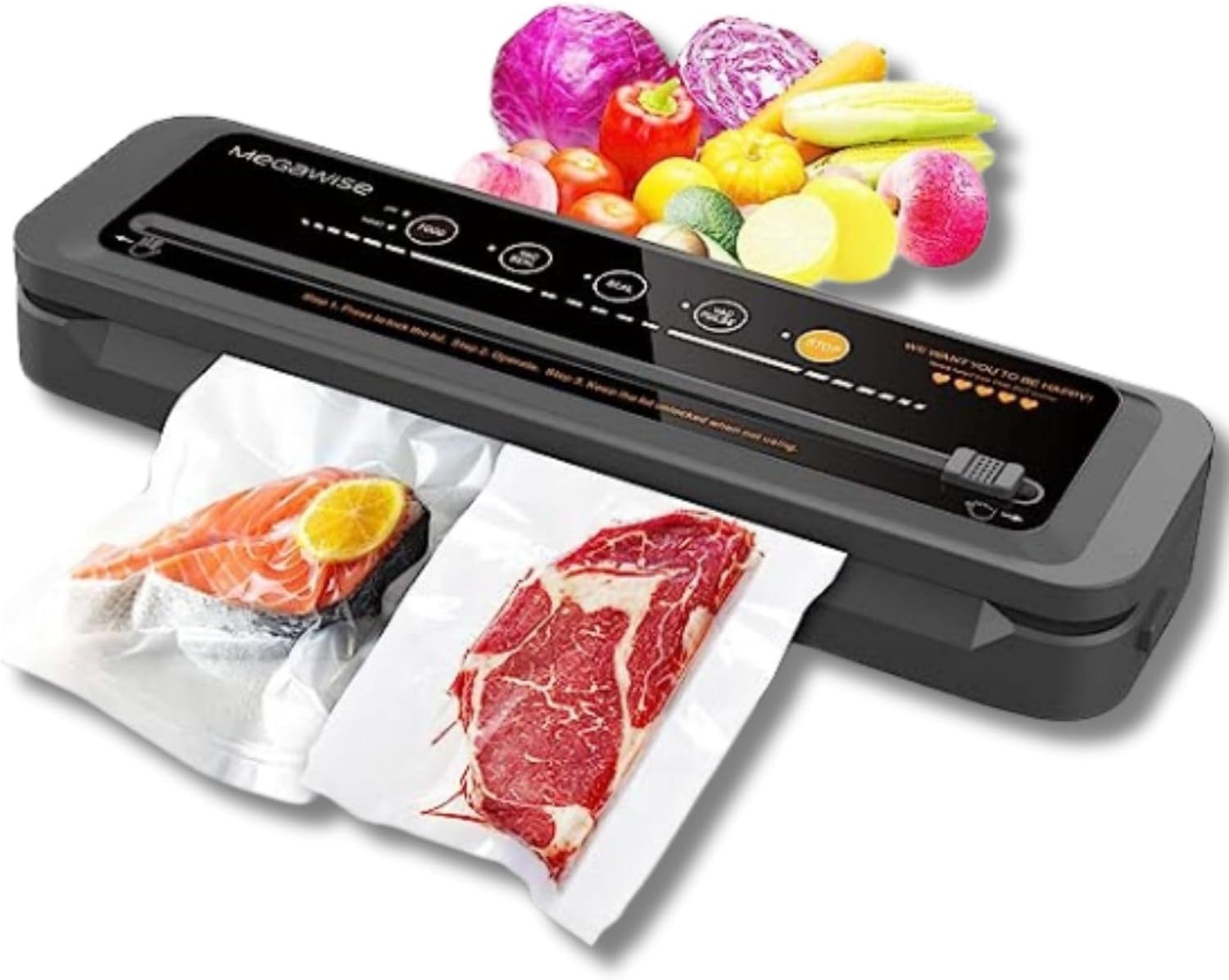 MegaWise sellador vacío potente en acción para conservar alimentos frescos