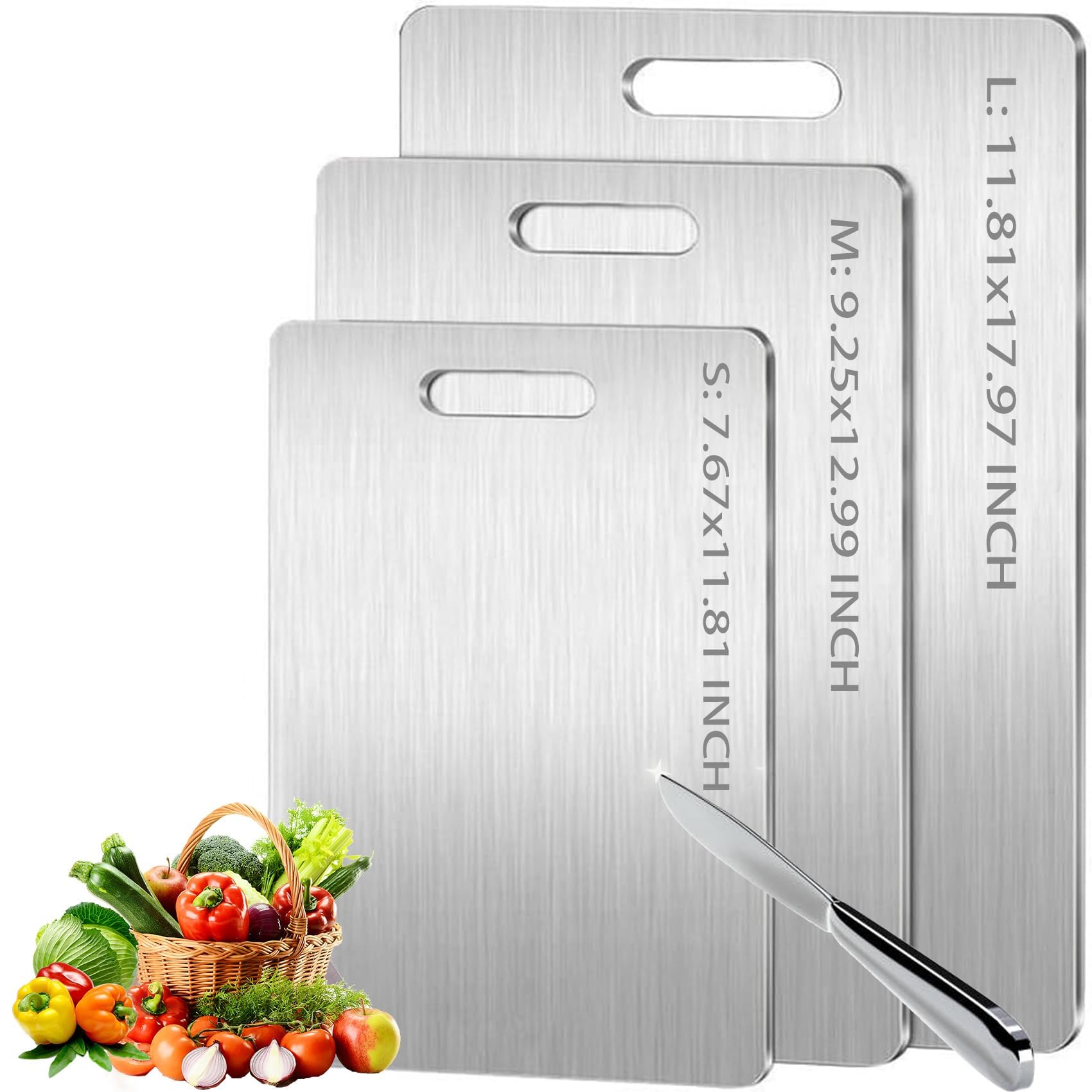 Tabla Megecy de titanio 3 piezas, doble cara para cortar carnes y verduras.