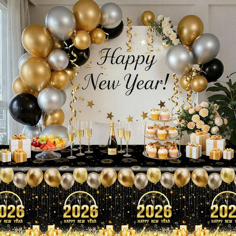 MEHOFOND mantel para noche de año nuevo, ambiente celebratorio en la mesa.