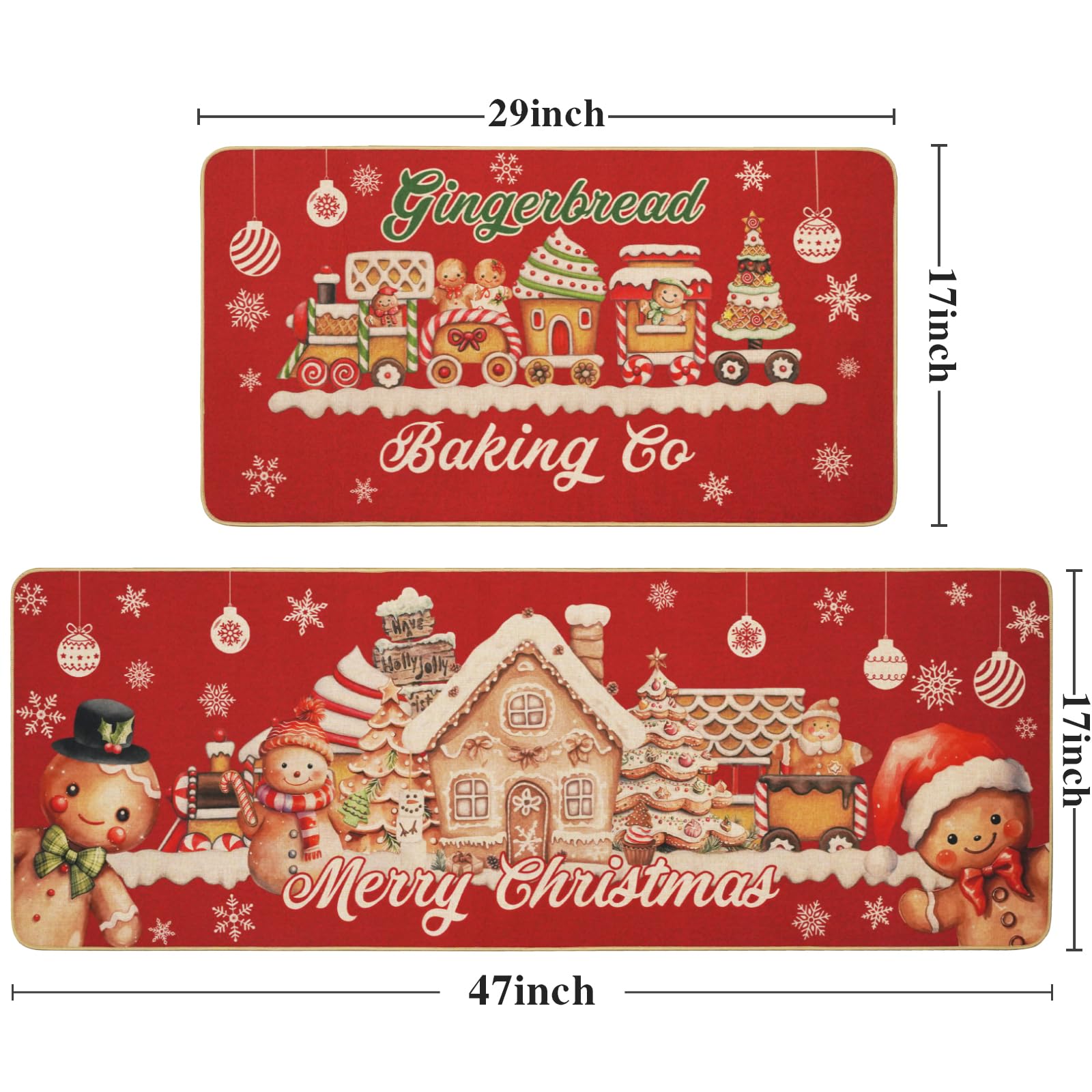 MEHOFOND alfombra-navidad-cocina-roja-17x29, superficie antideslizante para seguridad.