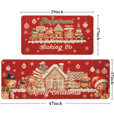 MEHOFOND alfombra-navidad-cocina-roja-17x29, superficie antideslizante para seguridad.
