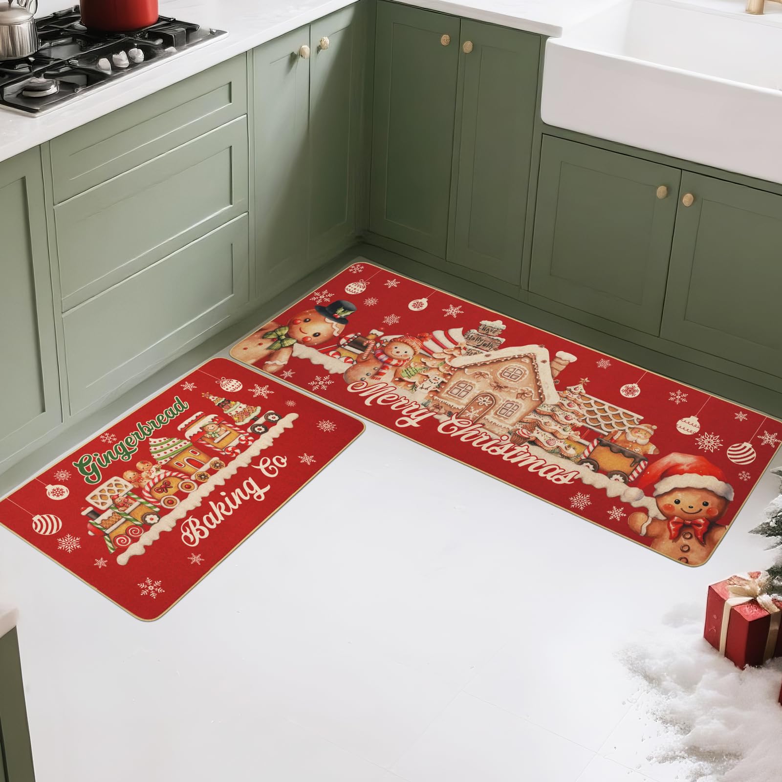 MEHOFOND alfombra-navidad-cocina-roja-17x47, ideal para zonas de paso amplias.