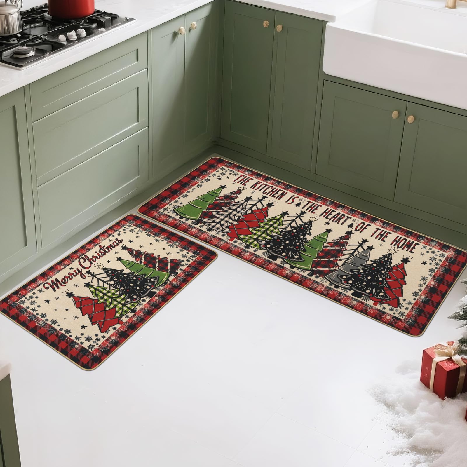 MEHOFOND alfombra Navidad copos de nieve para pasillo o sala acogedora.