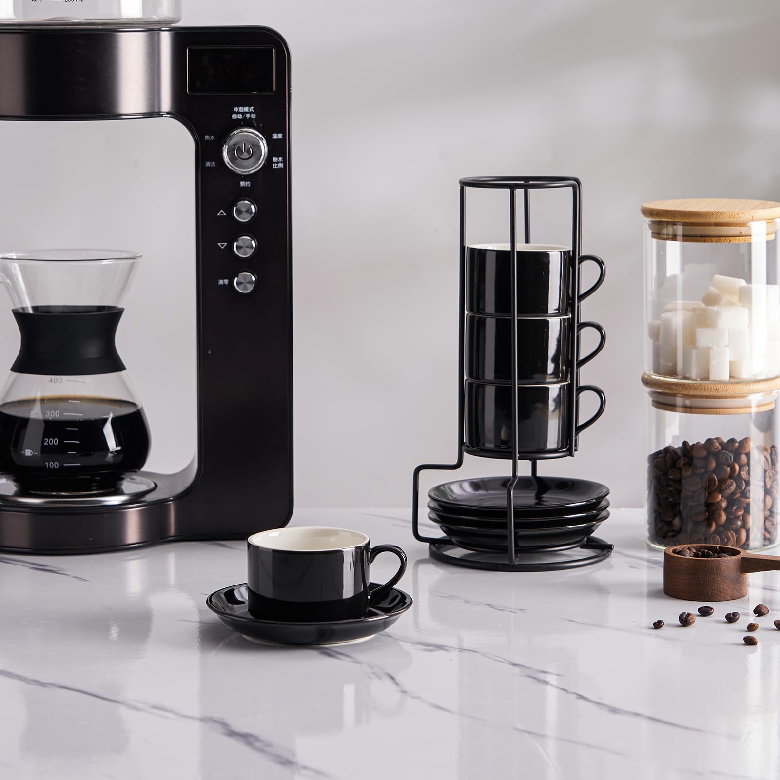 Meichu diseño apilable, ahorro de espacio en cocina con acabado negro