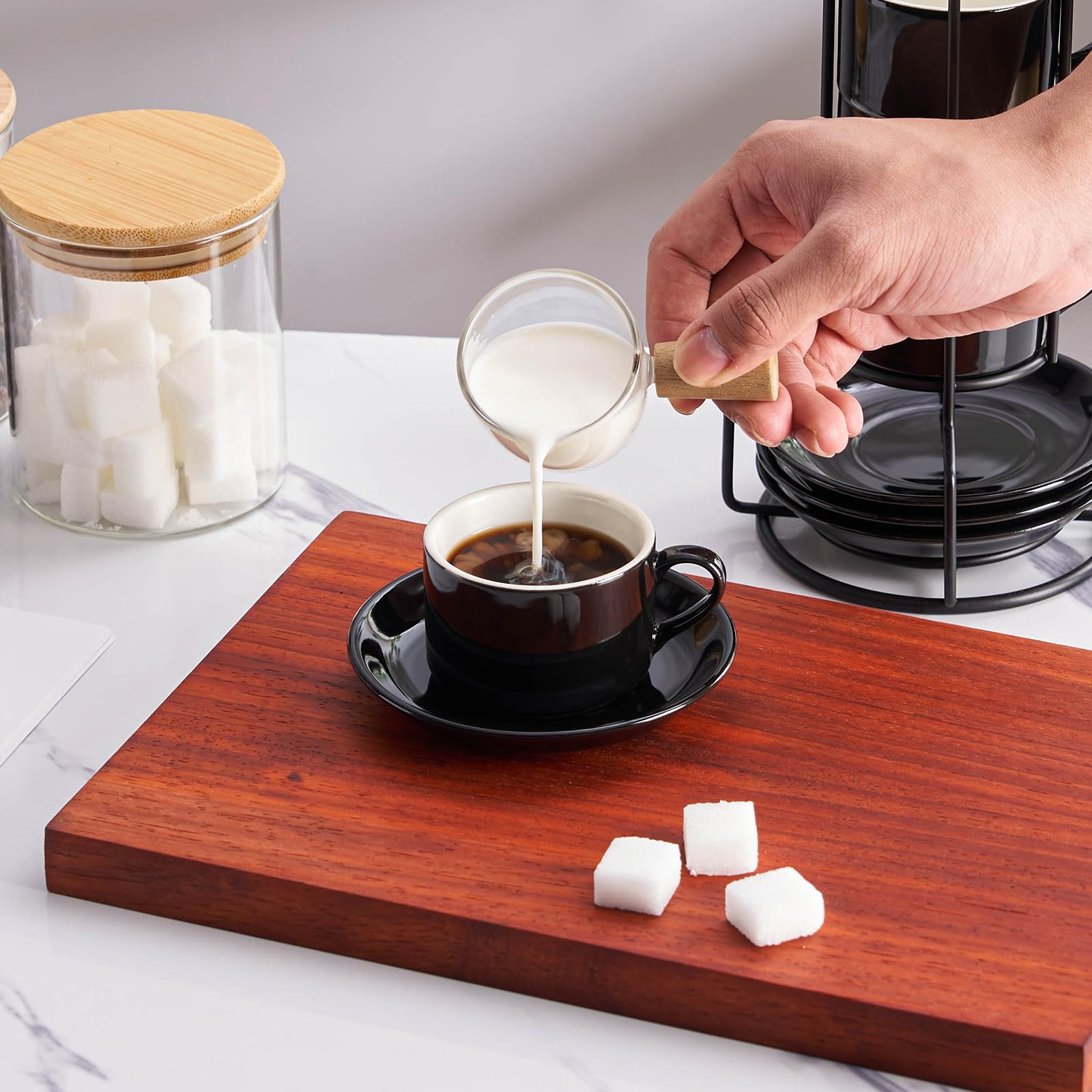 Meichu soporte metálico espresso, base estable para compartir sin derrames