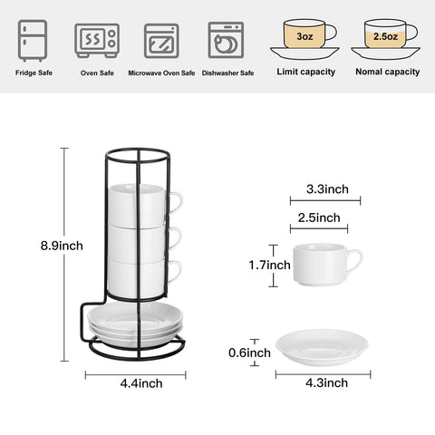 Meichu tazas espresso porcelana 2,5 onzas para espresso o capuchinos