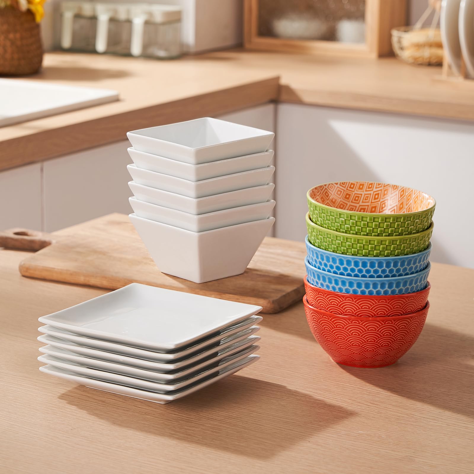 Meideal tazones cuadrados para presentacion elegante en la mesa.