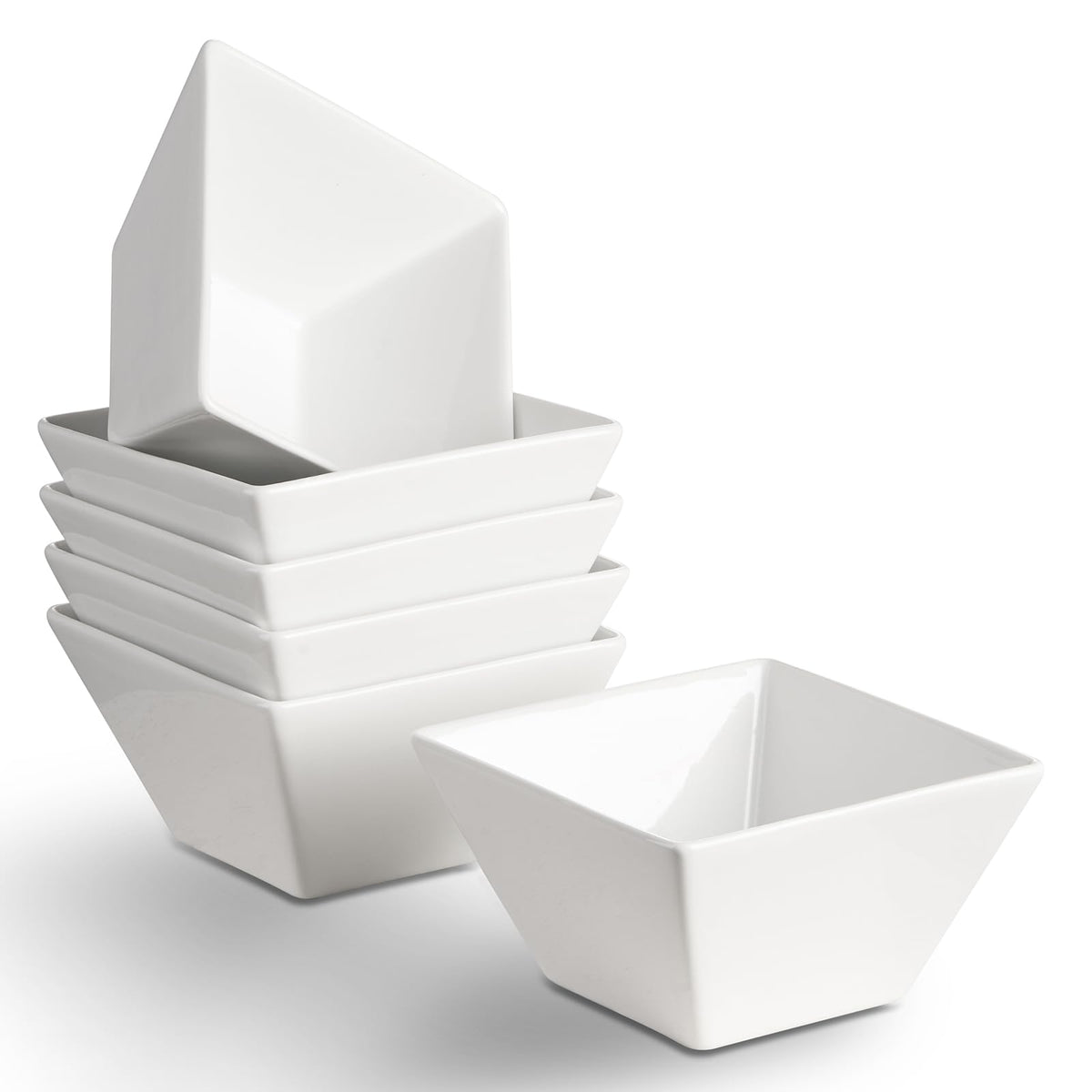 Meideal tazones pequenos cuadrados de porcelana, aptos para lavavajillas y microondas, para cereal o postre.