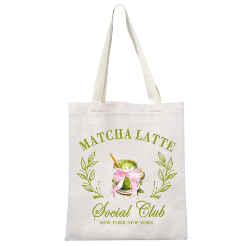 MEIKIUP tote con estilo Nueva York para amantes del matcha y compras.