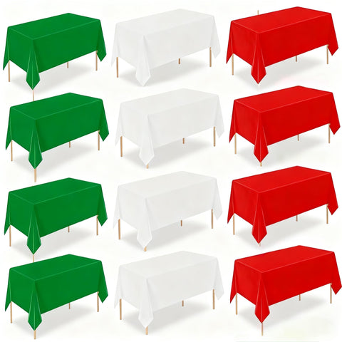 MEILINJIAN mantel plástico navidad rojo, ideal para fiestas temáticas italianas y protección de mesa.