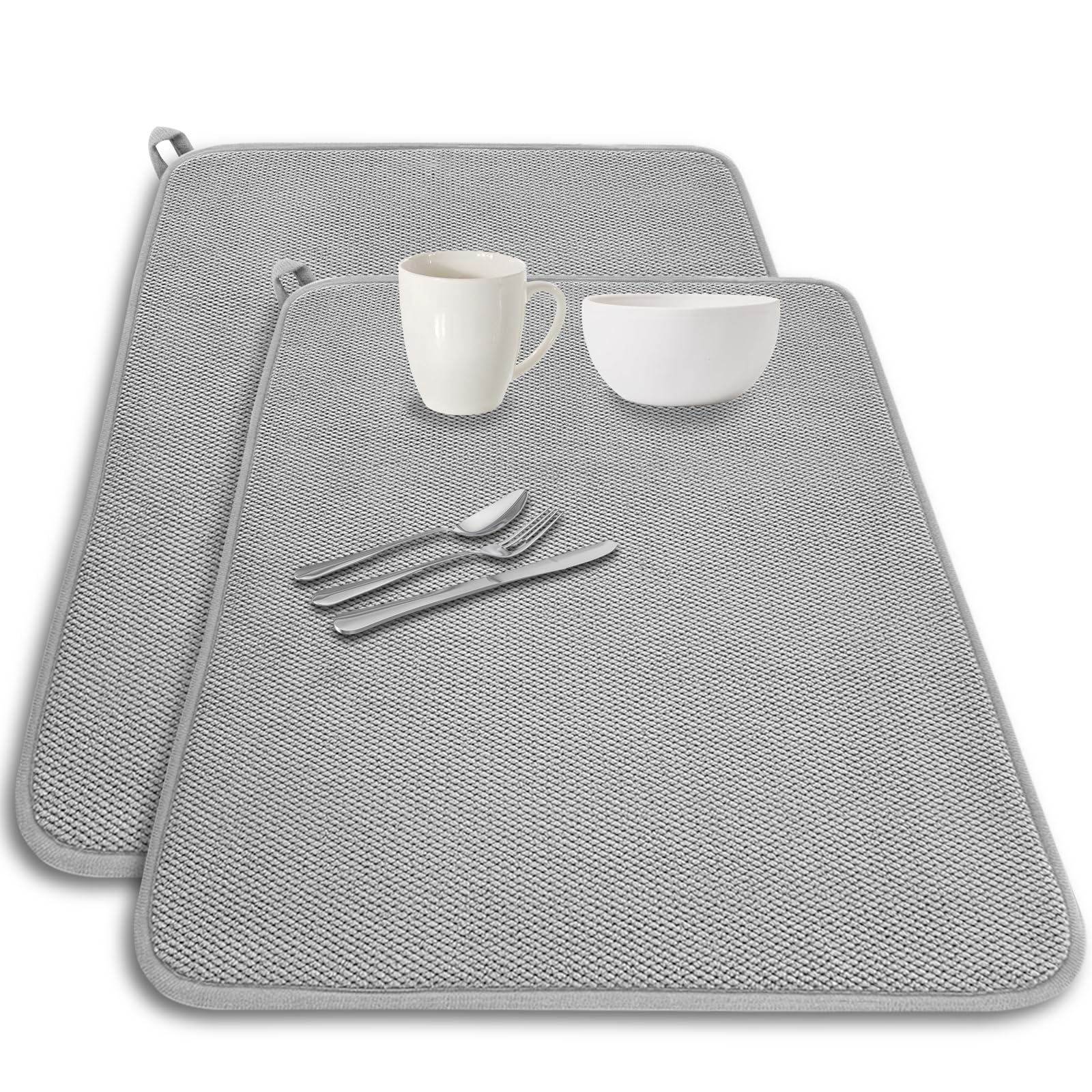 Meirrnyyu alfombrilla secado platos grande 24x17 gris para secar ollas y vajilla