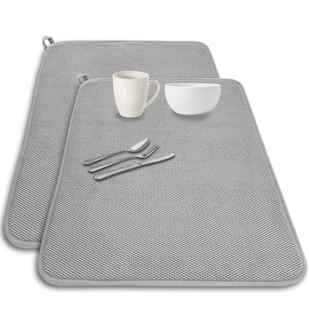 Meirrnyyu alfombrilla secado platos grande 24x17 gris para secar ollas y vajilla