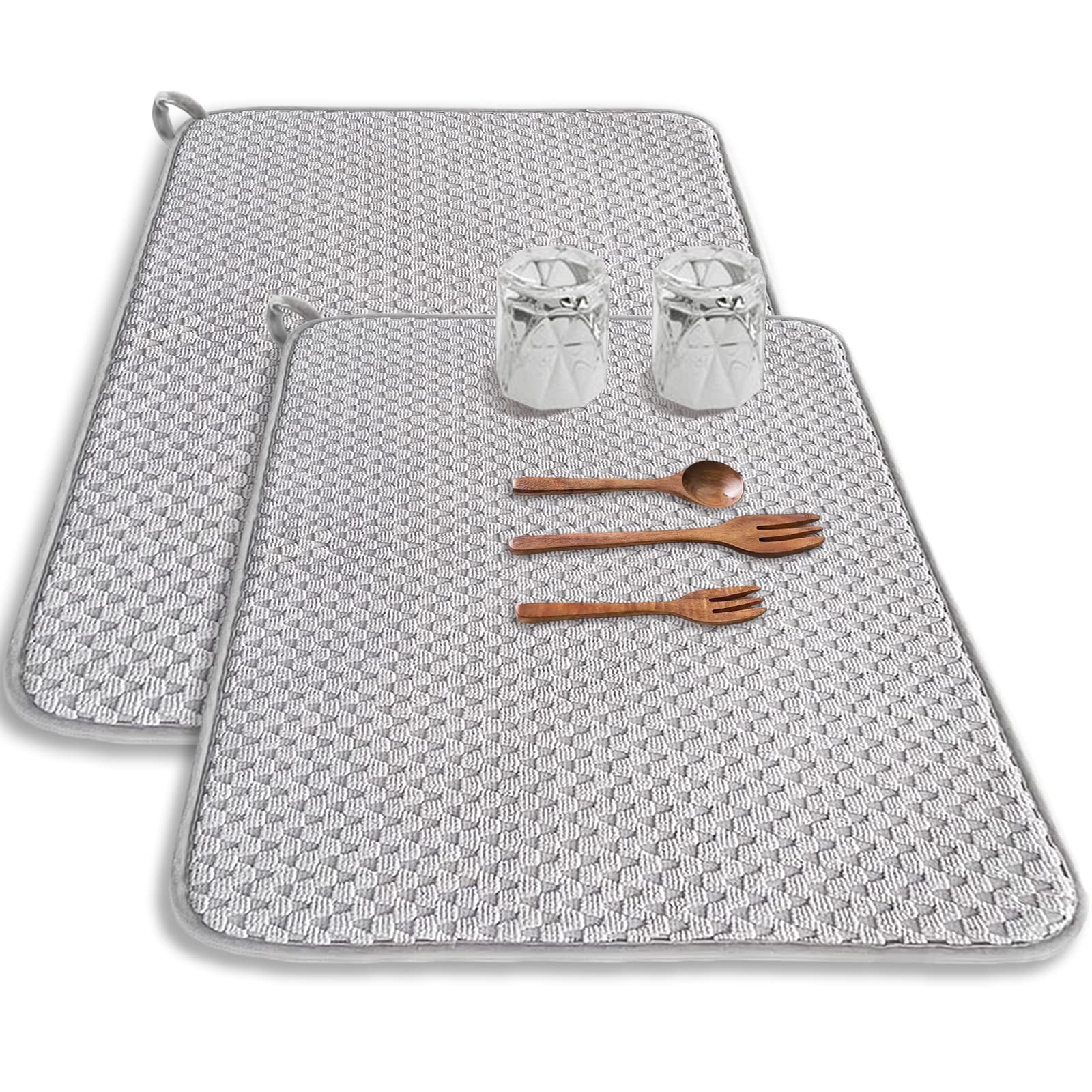 Meirrnyyu almohadilla secado platos 24x17 gris con alta absorción para utensilios