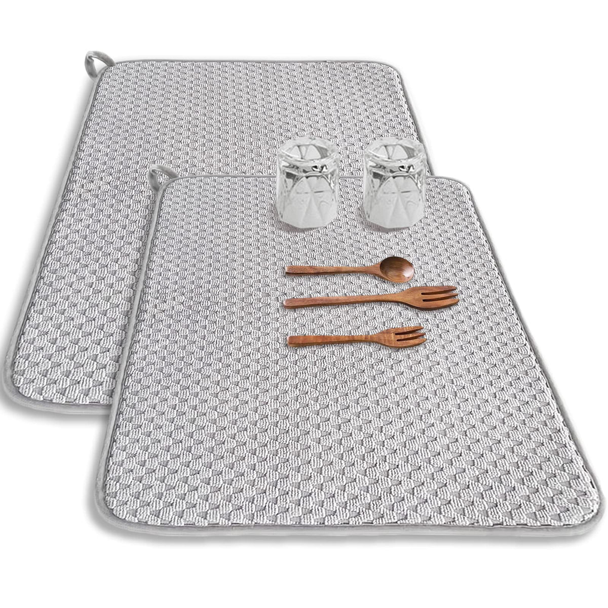 Meirrnyyu almohadilla secado platos 24x17 gris con alta absorción para utensilios